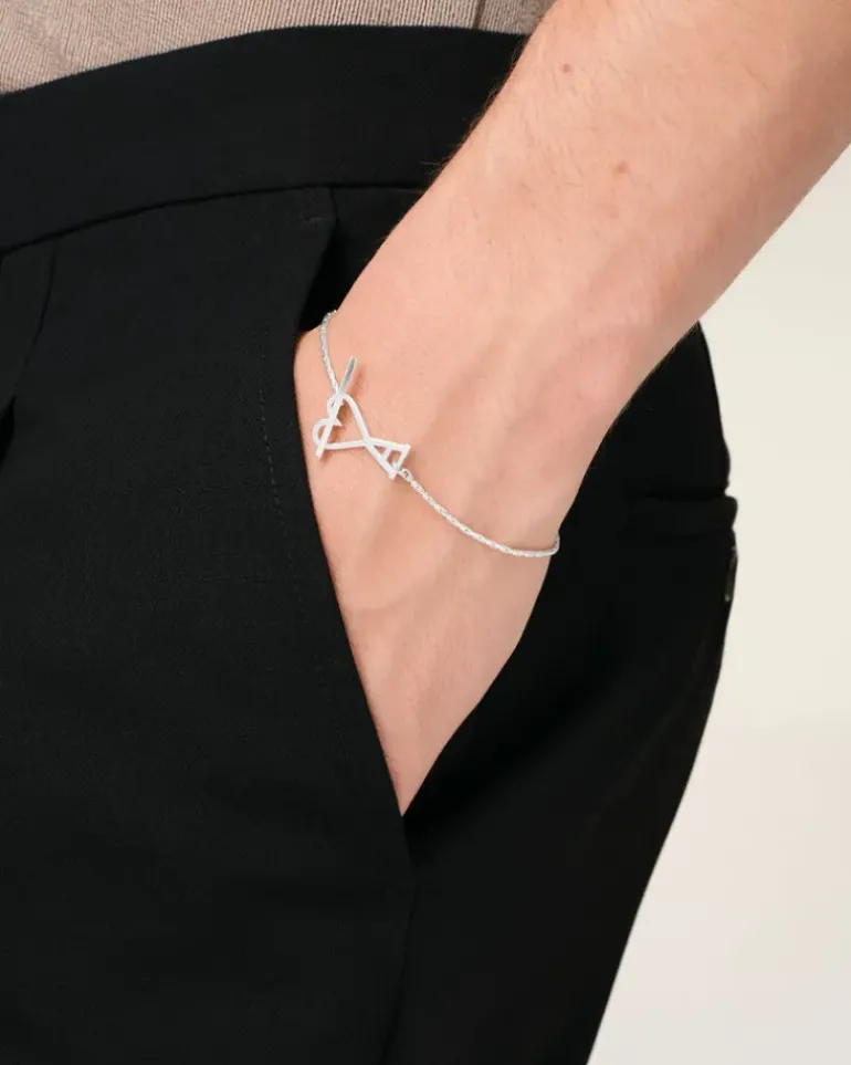 Ami Paris Brass Ami de Coeur Chain Bracelet SILVER Best Sale