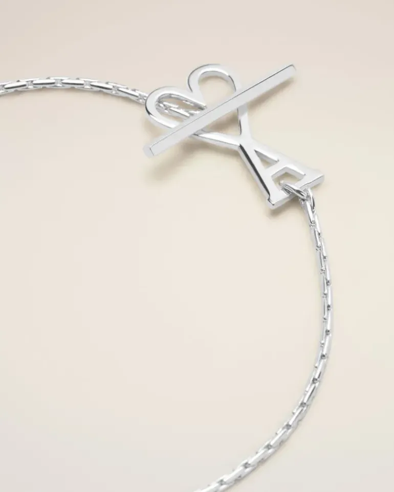 Ami Paris Brass Ami de Coeur Chain Bracelet SILVER Best Sale