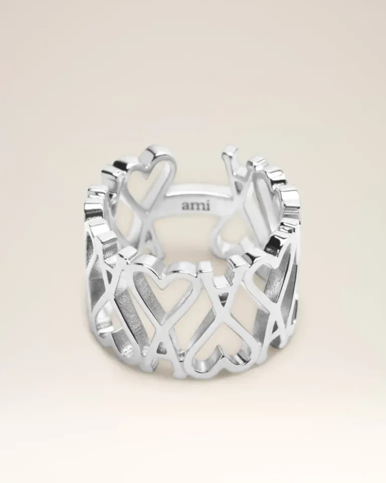 Ami Paris Brass Ami de Coeur Ring SILVER Outlet