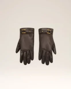 Ami Paris Strap Detail Gloves DARK COFFEE Clearance