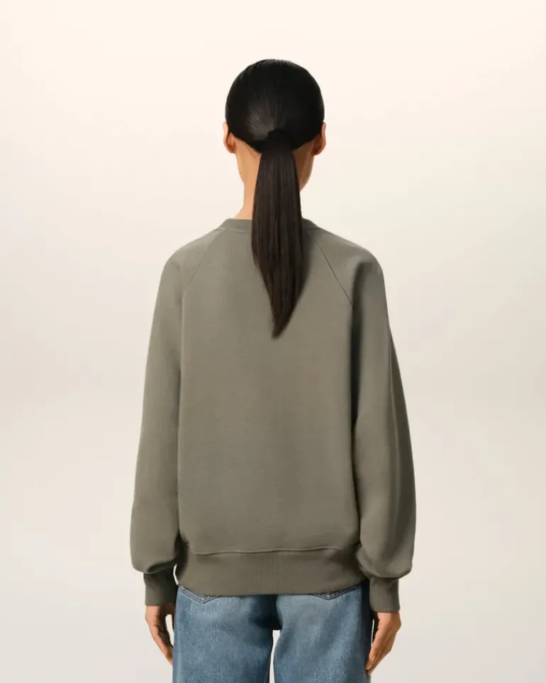 Ami Paris Taupe Cotton Tonal Ami de Coeur Sweatshirt SMOKE GREY Online