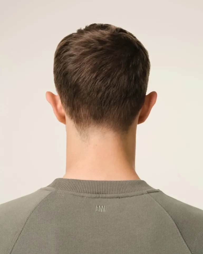 Ami Paris Taupe Cotton Tonal Ami de Coeur Sweatshirt SMOKE GREY Online