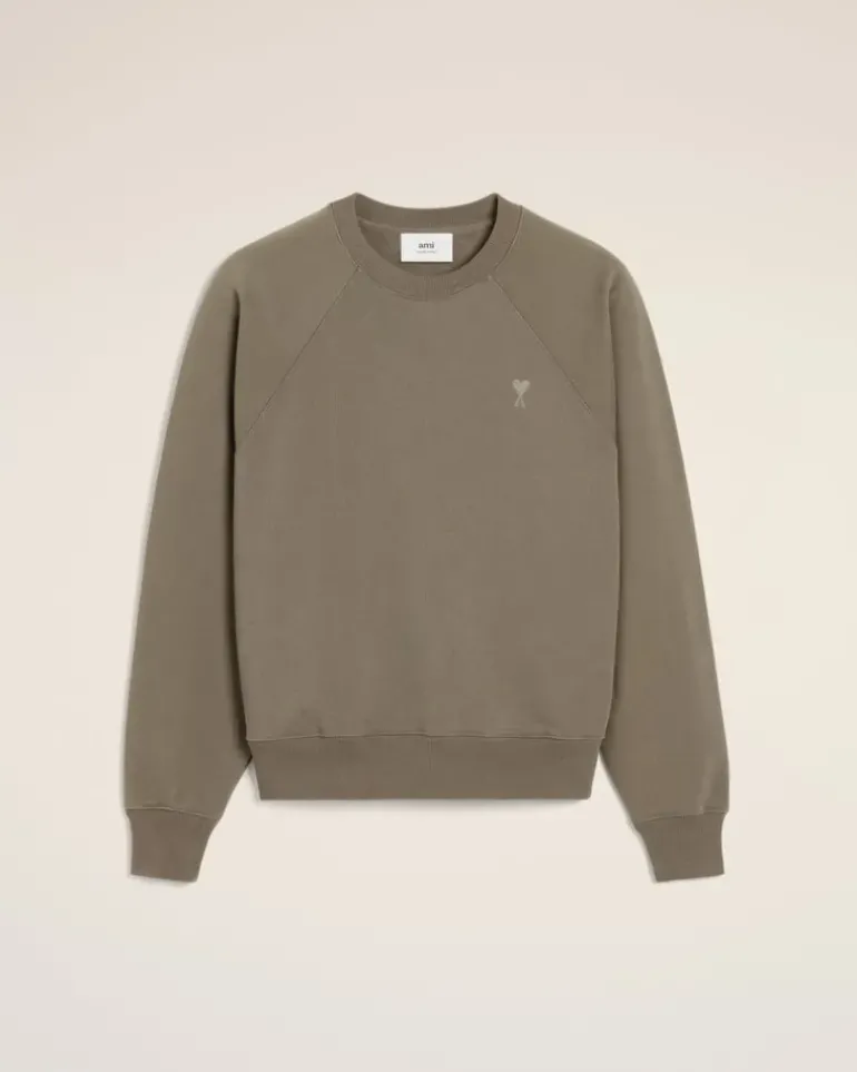 Ami Paris Taupe Cotton Tonal Ami de Coeur Sweatshirt SMOKE GREY Online