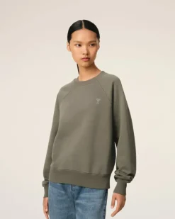 Ami Paris Taupe Cotton Tonal Ami de Coeur Sweatshirt SMOKE GREY Online