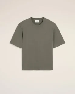 Ami Paris Taupe Cotton Tonal Ami de Coeur T-Shirt SMOKE GREY Best