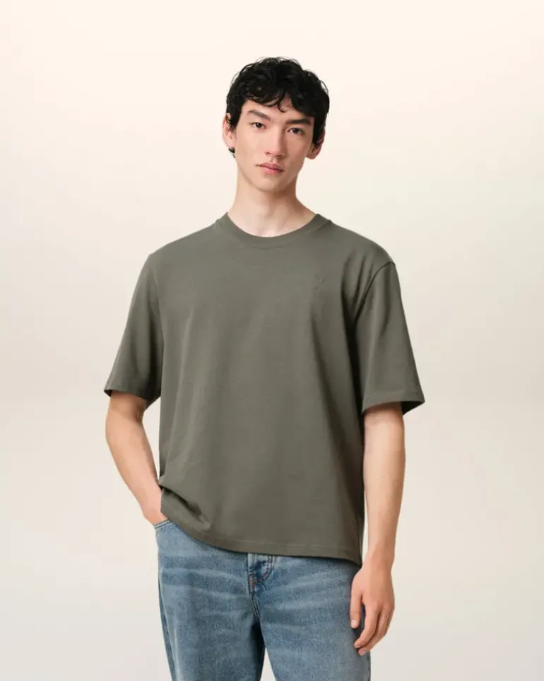 Ami Paris Taupe Cotton Tonal Ami de Coeur T-Shirt SMOKE GREY Best
