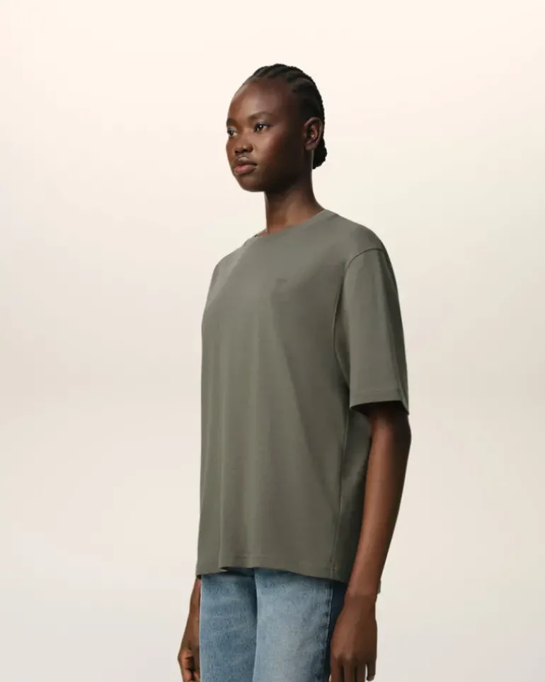 Ami Paris Taupe Cotton Tonal Ami de Coeur T-Shirt SMOKE GREY Best