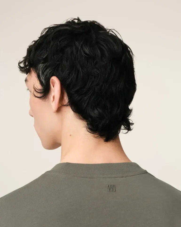 Ami Paris Taupe Cotton Tonal Ami de Coeur T-Shirt SMOKE GREY Best