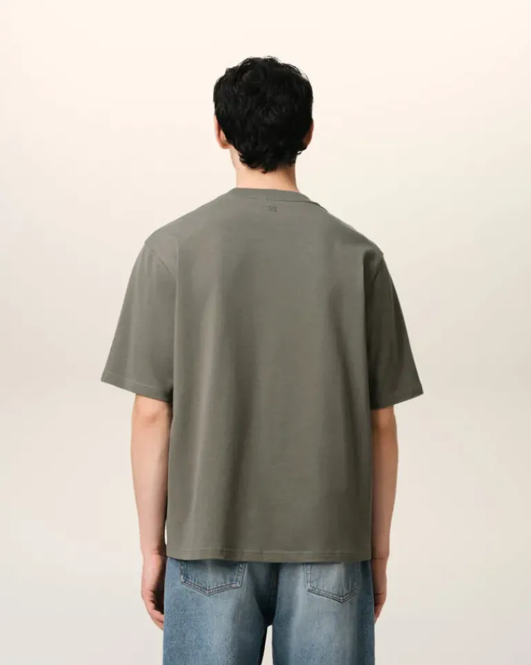 Ami Paris Taupe Cotton Tonal Ami de Coeur T-Shirt SMOKE GREY Best