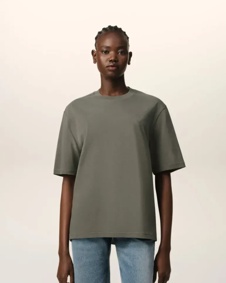 Ami Paris Taupe Cotton Tonal Ami de Coeur T-Shirt SMOKE GREY Best