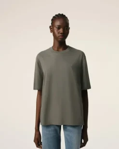 Ami Paris Taupe Cotton Tonal Ami de Coeur T-Shirt SMOKE GREY Best