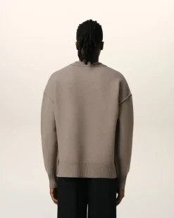 Ami Paris Taupe Wool Ami de Coeur Sweater ASH/OFFWHITE Flash Sale