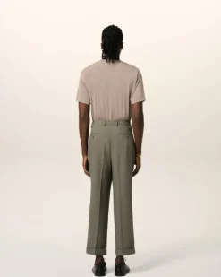 Ami Paris Taupe Wool Carrot Fit Trousers SMOKE GREY Cheap