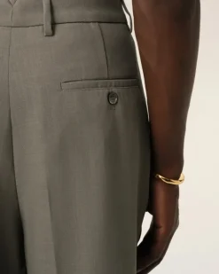 Ami Paris Taupe Wool Carrot Fit Trousers SMOKE GREY Cheap