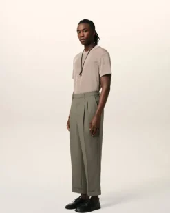 Ami Paris Taupe Wool Carrot Fit Trousers SMOKE GREY Cheap