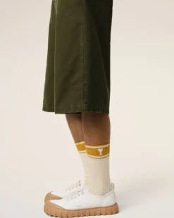 Ami Paris White Cotton Ami de Coeur Striped Socks WHITE CREAM/CURRY Online