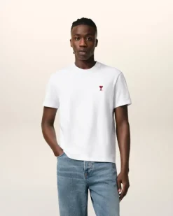Ami Paris Cotton Ami de Coeur T-Shirt WHITE Flash Sale