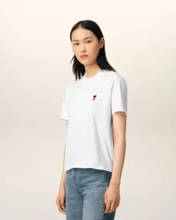 Ami Paris Cotton Ami de Coeur T-Shirt WHITE Flash Sale