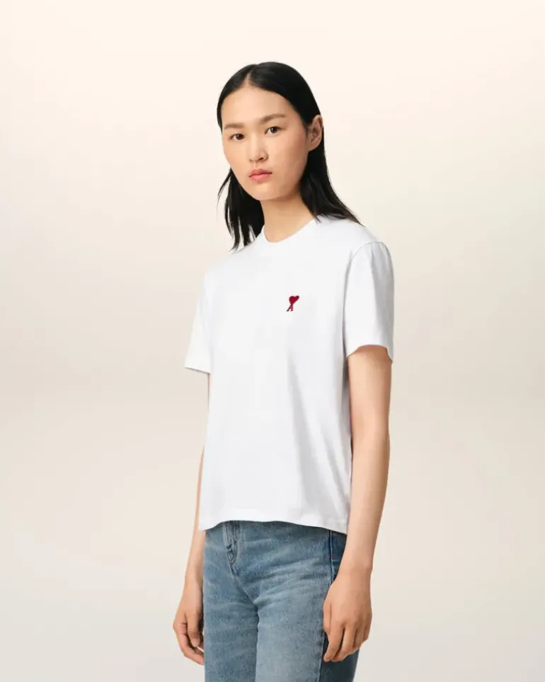 Ami Paris Cotton Ami de Coeur T-Shirt WHITE Flash Sale