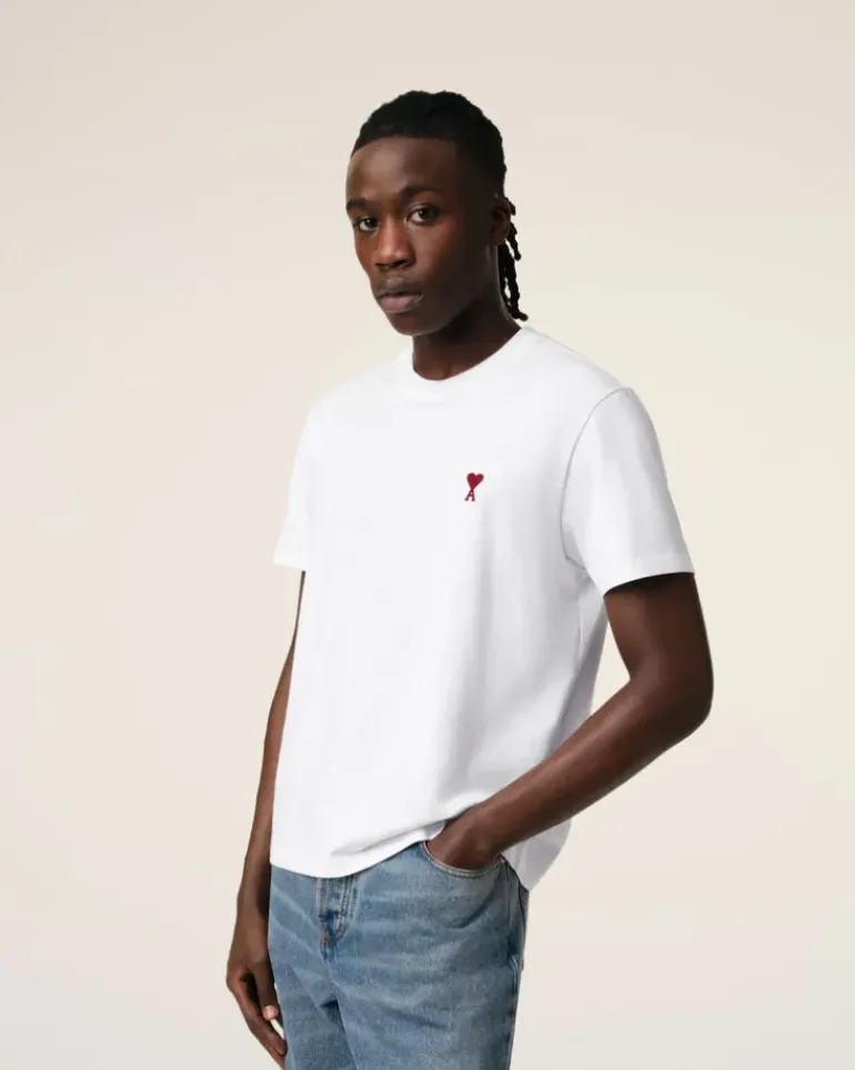 Ami Paris Cotton Ami de Coeur T-Shirt WHITE Flash Sale