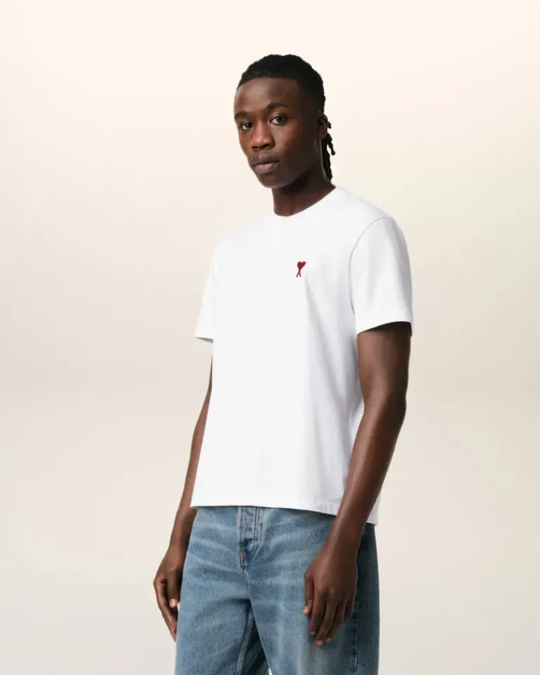 Ami Paris Cotton Ami de Coeur T-Shirt WHITE Flash Sale