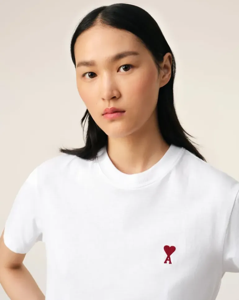 Ami Paris Cotton Ami de Coeur T-Shirt WHITE Flash Sale