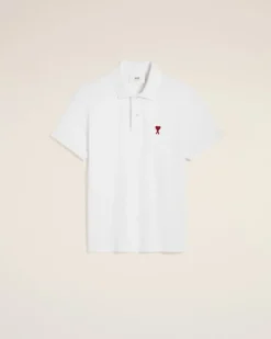 Ami Paris Cotton Ami de Coeur Polo Shirt WHITE Online