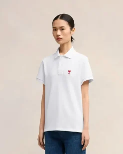 Ami Paris Cotton Ami de Coeur Polo Shirt WHITE Online
