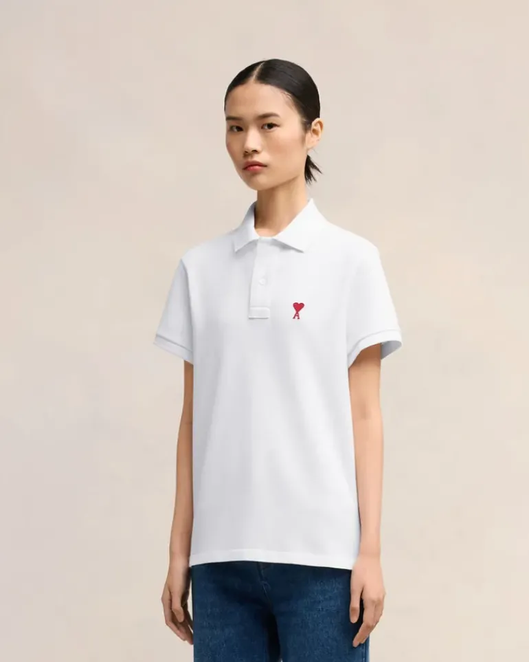 Ami Paris Cotton Ami de Coeur Polo Shirt WHITE Online