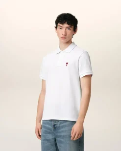Ami Paris Cotton Ami de Coeur Polo Shirt WHITE Online