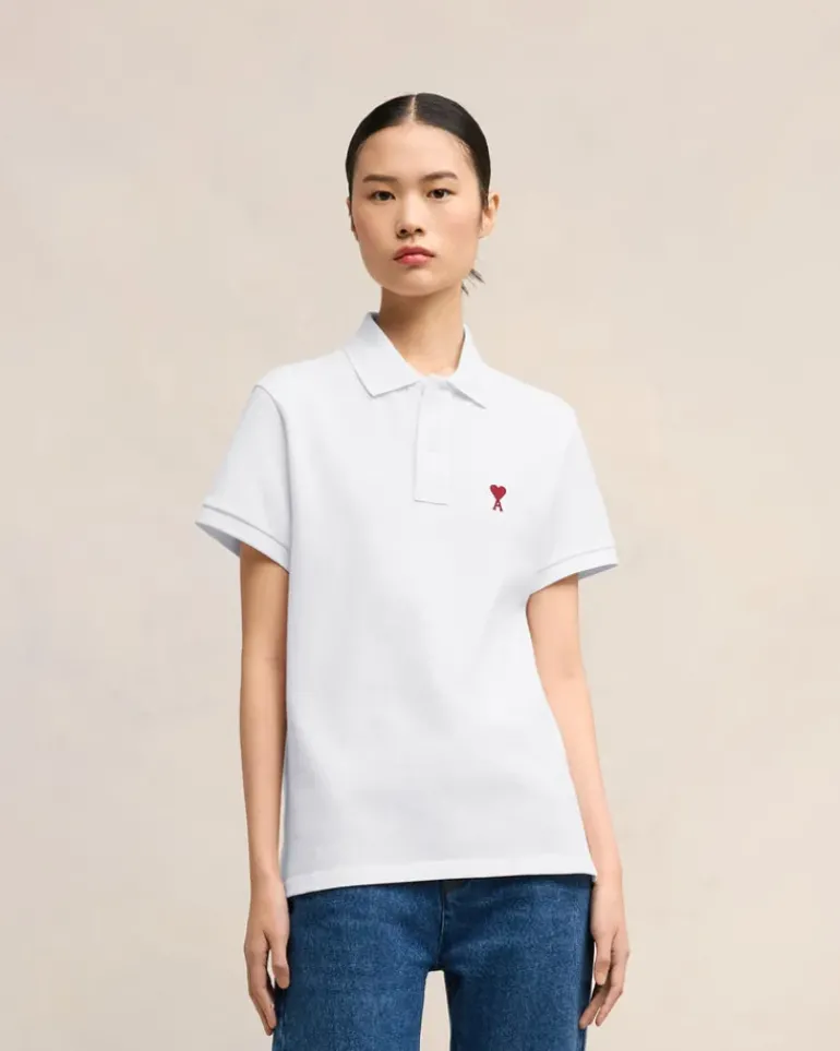 Ami Paris Cotton Ami de Coeur Polo Shirt WHITE Online