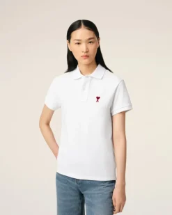 Ami Paris Cotton Ami de Coeur Polo Shirt WHITE Online