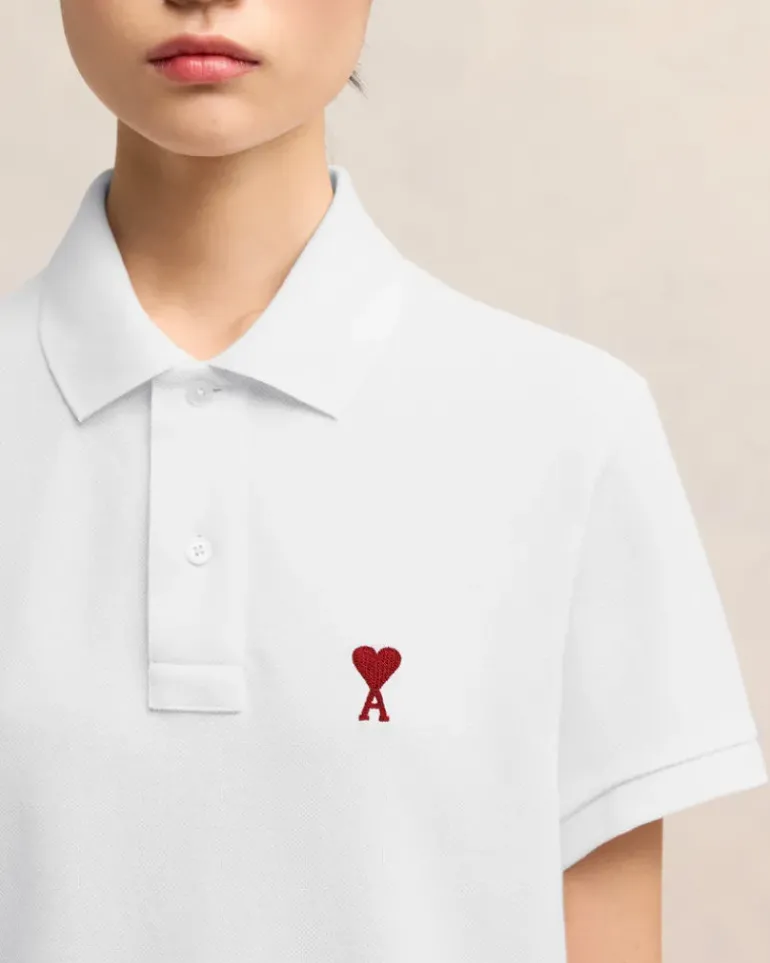 Ami Paris Cotton Ami de Coeur Polo Shirt WHITE Online