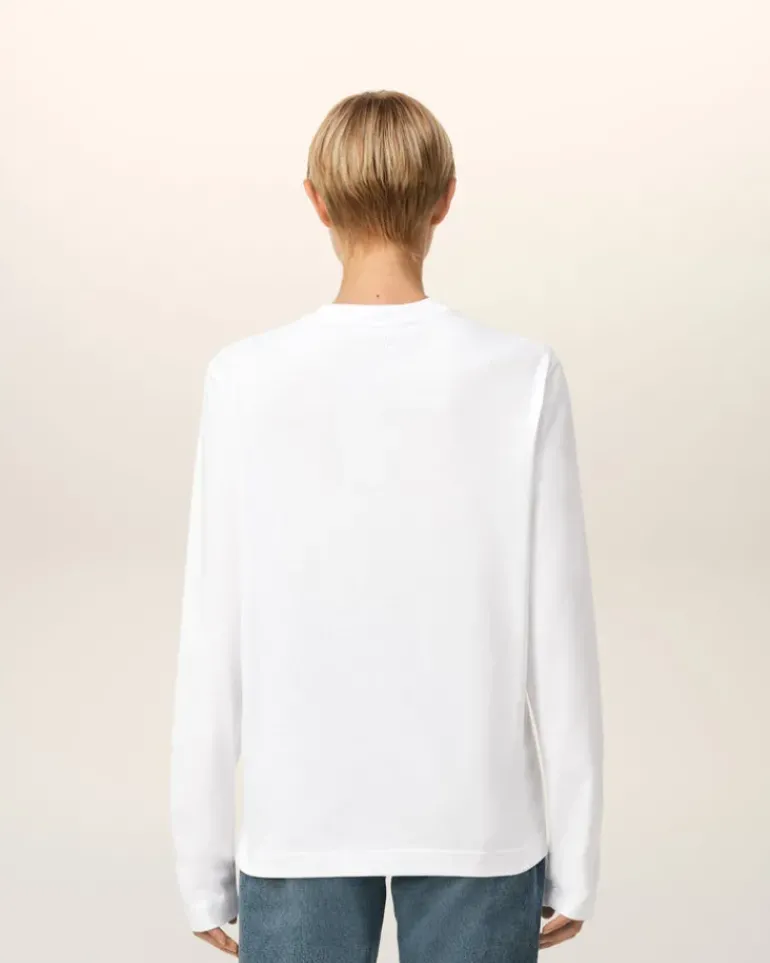 Ami Paris Cotton Ami de Coeur Long Sleeves T-Shirt WHITE Store