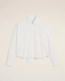 Ami Paris White Cotton Cropped Oversized Shirt NATURAL WHITE Discount