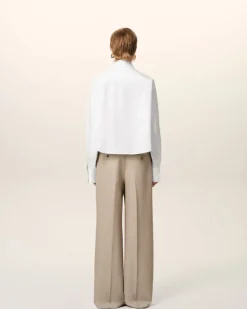 Ami Paris White Cotton Cropped Oversized Shirt NATURAL WHITE Discount