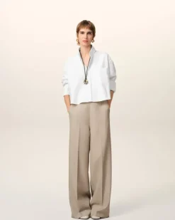 Ami Paris White Cotton Cropped Oversized Shirt NATURAL WHITE Discount