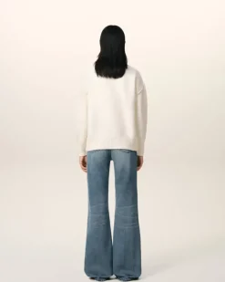 Ami Paris White Wool Ami de Coeur Cardigan OFF WHITE/ RED Clearance