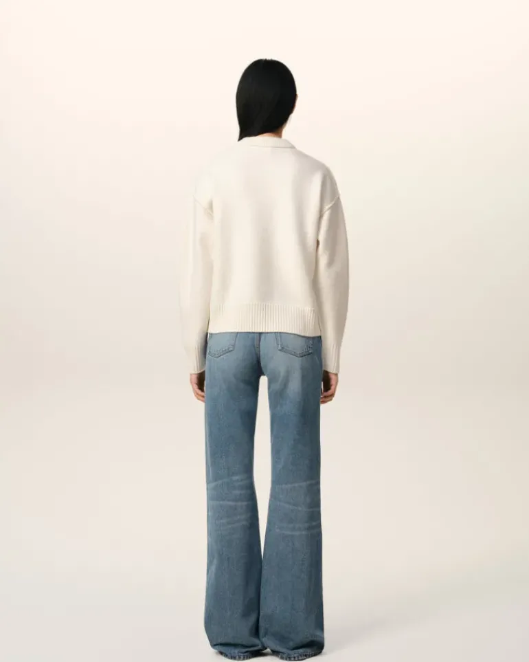 Ami Paris White Wool Ami de Coeur Sweater OFF WHITE/ RED New