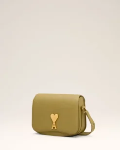 Ami Paris Yellow Leather Paris Paris Bag HAVANA/VIBRATED BRASS Best Sale