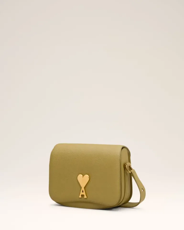 Ami Paris Yellow Leather Paris Paris Bag HAVANA/VIBRATED BRASS Best Sale