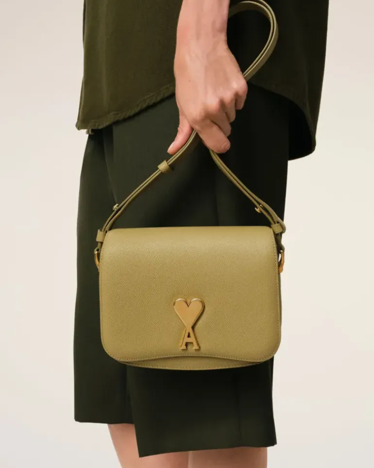 Ami Paris Yellow Leather Paris Paris Bag HAVANA/VIBRATED BRASS Best Sale
