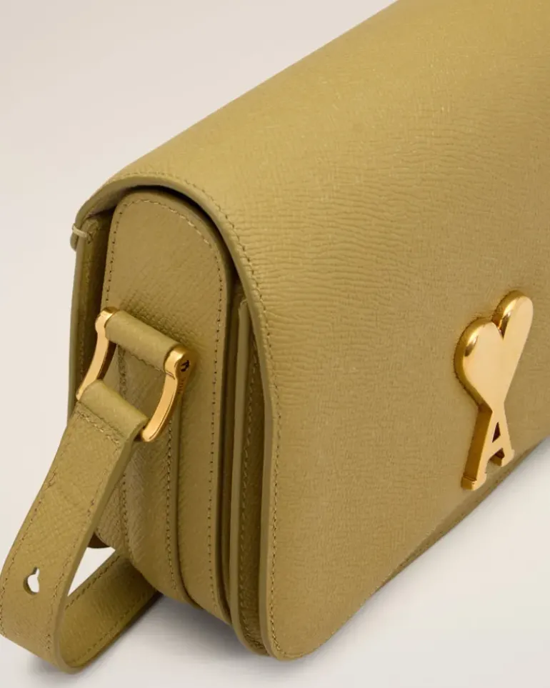 Ami Paris Yellow Leather Paris Paris Bag HAVANA/VIBRATED BRASS Best Sale