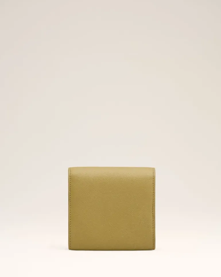 Ami Paris Yellow Leather Paris Paris Compact Wallet HAVANA/VIBRATED BRASS Cheap