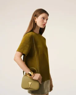 Ami Paris Yellow Leather Top Handle Paris Paris Bag HAVANA/VIBRATED BRASS Store