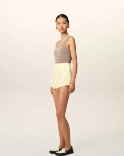 Ami Paris Yellow Wool High Waist Mini Short BUTTER Online
