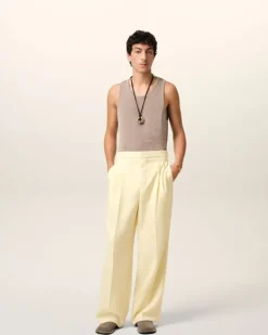 Ami Paris Yellow Wool Large Fit Trousers BUTTER Cheap