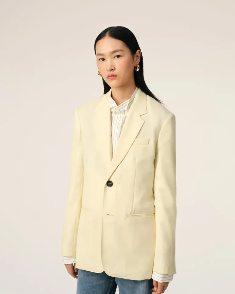 Ami Paris Yellow Wool Semi-Lined Jacket BUTTER Best