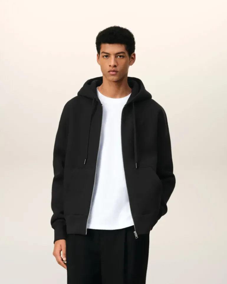 Ami Paris Zipped Ami de Coeur Hoodie BLACK Store