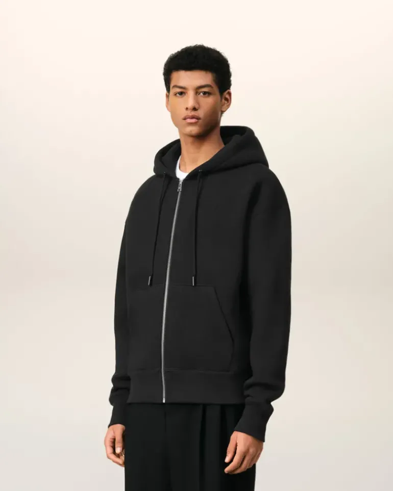 Ami Paris Zipped Ami de Coeur Hoodie BLACK Store